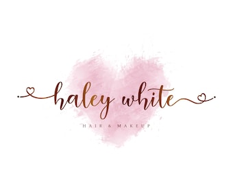 Diseño de logotipo de belleza, logotipo de artista de maquillaje, diseño de logotipo personalizado, diseño de logotipo, diseño de logotipo boutique, logotipo de estilista de cabello, corazón, logotipo prefabricado