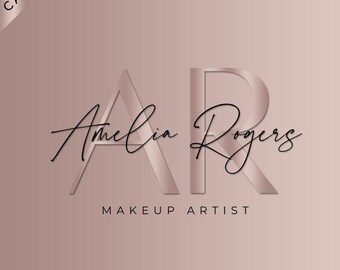 Rosa skönhetslogotyp, Canva-logomall, anpassad logotyp, företagslogotyp, makeupartistlogotyp, hårstylistlogotyp, nagelfranslogotyp, butikslogotyp