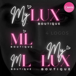 Pink Beauty Logo, Canva Logo Template, Neon Logo, Makeup Artist Logo, Hair Stylist Logo, Nails Lash Salon Logo, Boutique Logo, Logo Bundle
