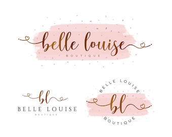 Gold Pink Beauty Logo, Boutique Logo, Makeup Artist Logo, Hair Stylist Logo, Nails Lash Salon Logo, Custom Logo Design, Business Logo