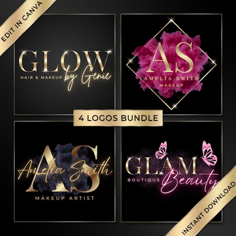 Beauty Logo Bundle, Canva Logo Bundle, Canva Logo Template, Luxury Beauty Logo, Minimal Logo Bundle, Elegant Logo Design, Logo Bundle Canva, Salon Logo Bundle, Lash Logo Bundle, Hair Logo Bundle, Makeup Logo Design, Aesthetic Logos, Branding Logo Set, Small Business Logo, Editable Logo Canva, Canva Logo Template, Nails Logo Template