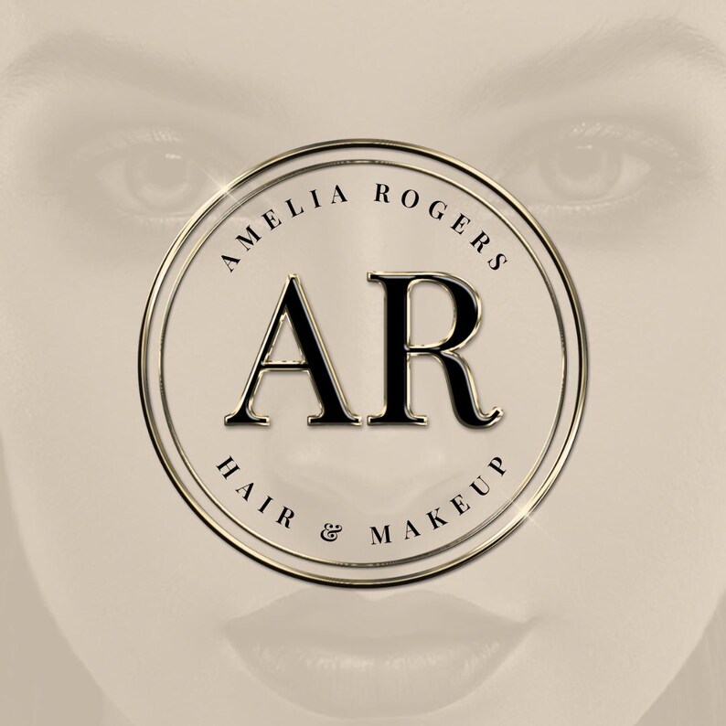 Gold Beauty Logo, Canva Template, Instant Download, Chrome Letters - Etsy