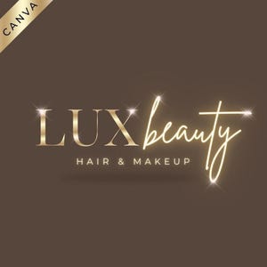 Logotipo dorado, logotipo de belleza, logotipo con purpurina, plantilla de logotipo de Canva, logotipo de maquillaje, logotipo brillante, logotipo de peluquería, logotipo de uñas, logotipo de pestañas, logotipo de bricolaje, logotipo de salón de belleza
