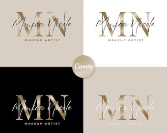 Gold Logo, Beauty Logo, Beige Logo, Canva Logo Template, Makeup Logo, Boutique Logo, Hair Logo, Nails Logo, Lash Logo, Diy Logo, Salon Logo