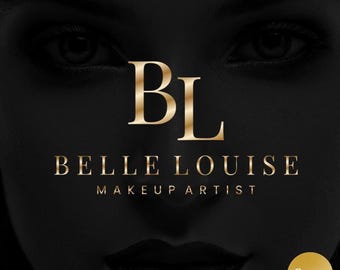 Logotipo de belleza dorada, plantilla de logotipo de Canva, descarga instantánea, logotipo de maquillaje y peluquería, logotipo de uñas y pestañas, logotipo de salón de belleza, logotipo de lujo, logotipo inmobiliario