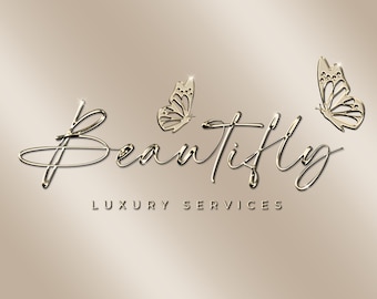 May include: Gold script logo with the word "Beautify" and the text "Luxury Services" below. Two gold butterflies are on either side of the word "Beautify".