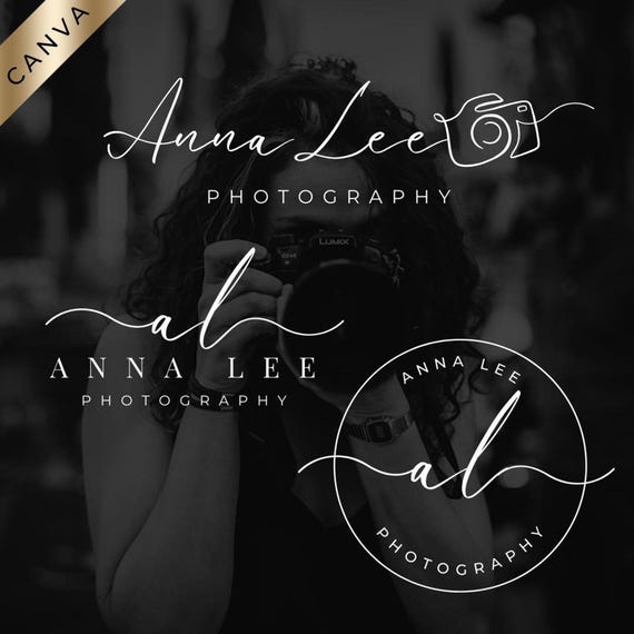 Photography Logo, Canva Logo, Watermark Logo, Camera Logo, Photographer Logo, Circle Logo, Signature Logo, Editable Logo, Minimalist Logo