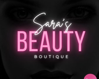 Logotipo de belleza rosa, plantilla de logotipo de Canva, logotipo neón, logotipo de maquillador/a, logotipo de estilista, logotipo de uñas y pestañas, logotipo de salón de belleza, logotipo para boutique