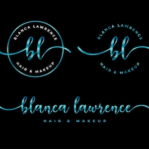 Turquoise Blue Initials Logo Design, Hair & Makeup Artist