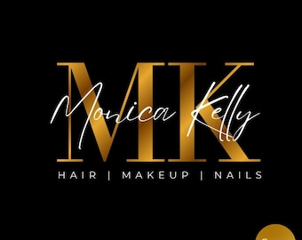 Logo beauté doré, modèle de logo Canva, logo personnalisé, logo d'entreprise, logo de maquilleur, logo de coiffeur, logo de faux-cils, logo de boutique