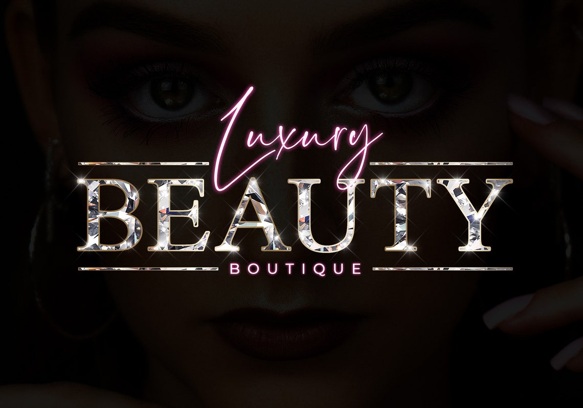 Silver Glitter Sparkle Logo Pink Neon Logo Beauty Logo Etsy