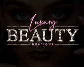 Sparkle Beauty Boutique Logo, Pink Silver Glitter (Premade)