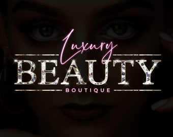 Pink Silver Beauty Logo, Glitter Logo, Sparkle Logo, Makeup Artist Logo, Custom Logo, Business Logo, Hair Logo, Salon Logo, Nails Lash Logo