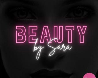 Logotipo de belleza rosa, plantilla de logotipo de Canva, logotipo neón, logotipo de maquillador/a, logotipo de estilista, logotipo de uñas y pestañas, logotipo de salón de belleza, logotipo para boutique