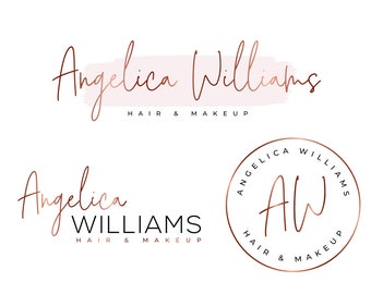 Rose Gold Beauty Logo, Hair and Makeup, Premade Design