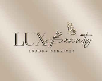 May include: A gold logo with the text "LUX Beauty" and the words "LUXURY SERVICES" below. A stylized butterfly is to the right of the text.