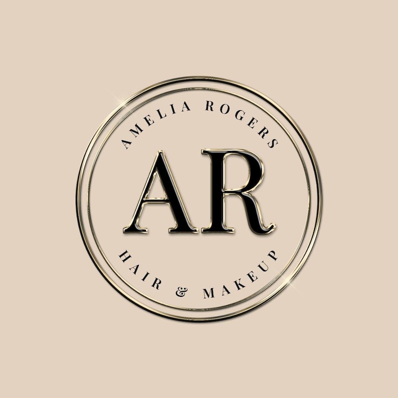 Gold Beauty Logo, Canva Template, Instant Download, Chrome Letters - Etsy