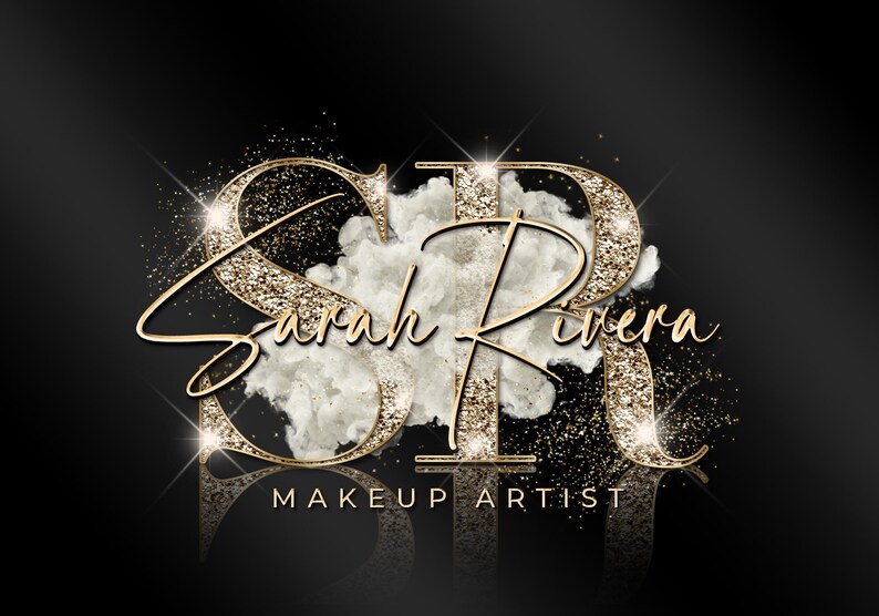Gold Beauty Logo, Glitter Sparkle Logo, Smoke Logo, Luxury Logo, Makeup Artist Logo, Hair Stylist Logo, Nails Lash Brows Salon Logo