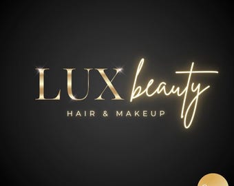Gold Glitter Beauty Logo, Editable Canva Logo Template, Sparkle Logo For Makeup Artist, Lash Logo, Hair Stylist Logo, Nails Logo