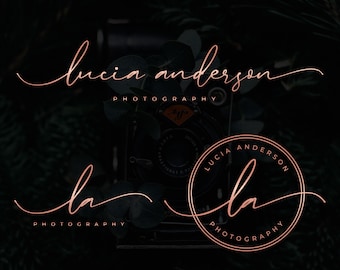 Logo e filigrana fotografica, fotografia di design del logo personalizzato, logo della firma scritta a mano, logo della firma, filigrana fotografica in oro rosa