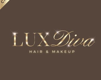 Goldenes Beauty Logo, Canva Logo Vorlage, Beauty Logo, Sofort Download, Makeup Artist Logo, Lash Logo, Gold Schwarzer Salon Logo, digitaler Download