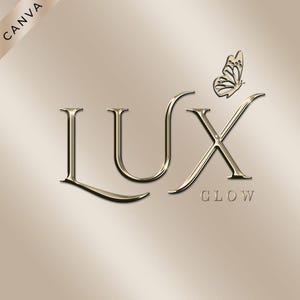 Gold Beauty Logo, Canva Template, Instant Access, Luxury Logo, Butterfly Logo, Boutique Logo, Nails Lash Logo, Hair Makeup Logo, Chrome Logo