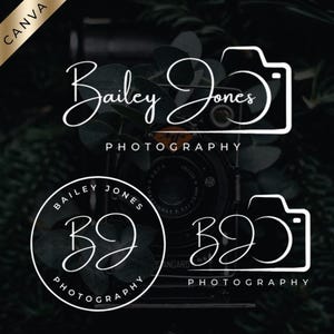 Fotografielogo, Canva-logo, watermerklogo, cameralogo, fotograaflogo, cirkellogo, handtekeninglogo, bewerkbaar logo, minimalistisch logo