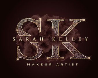 Watercolor Glitter Logo Design, Beauty Salon Logo (Premade)