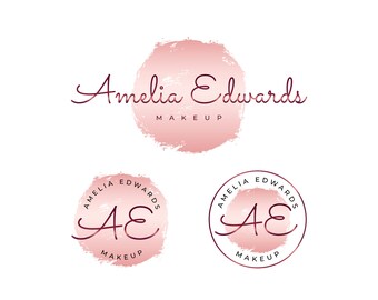 Premade Rose Gold Watercolor Logo, Custom Boutique Logo
