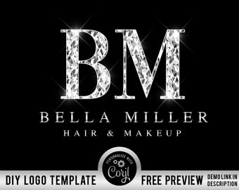 Silver Beauty Logo, Custom Business Logo, Editable Logo, DIY Corjl Logo, Smoke Logo, Hair Makeup Logo, Nails Lash Salon Logo, Boutique Logo