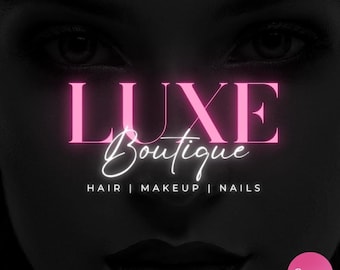 Logotipo de belleza rosa, plantilla de logotipo de Canva, logotipo neón, logotipo de maquillador/a, logotipo de estilista, logotipo de uñas y pestañas, logotipo de salón de belleza, logotipo para boutique