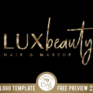 Beauty Logo, Gold Logo, Glitter Logo, Diy Gold Beauty Logo, Makeup Logo, Boutique Logo, Hair Logo, Nails Logo, Lash Logo, Beauty Bar Logo