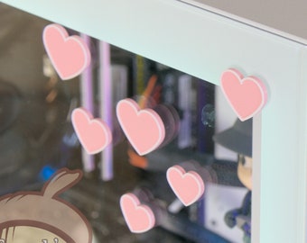 Stick-on Plates | Pink Hearts | Decorative Stick-on Plates to Accessorize and Decorate your Gaming PC and Setup
