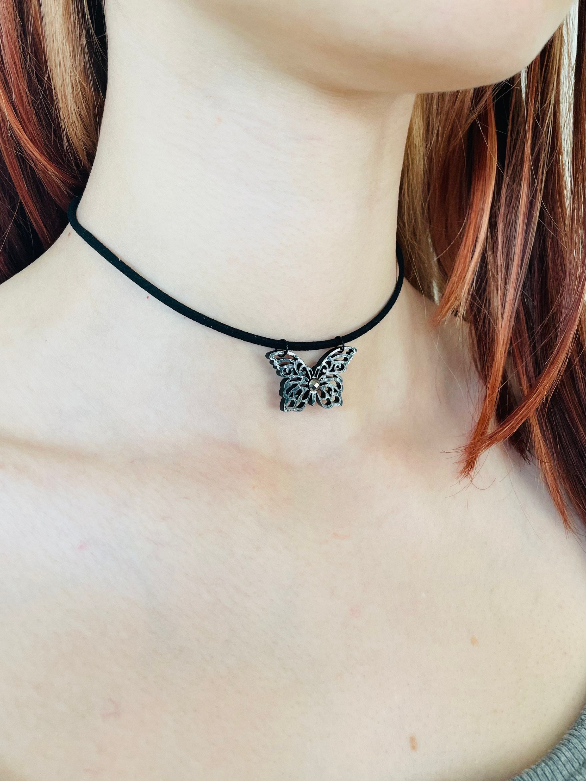 Butterfly Choker Black Butterfly Necklace Halloween Jewelry