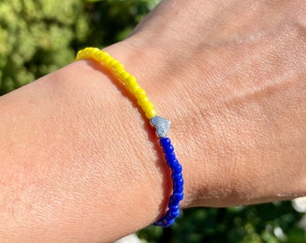 Ukrainian symbol, Stand with Ukraine, Beaded yellow blue bracelet, Ukrainian flag colors