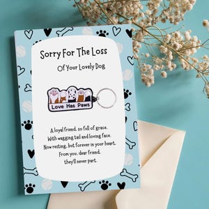 Carte de sympathie pour chien, par perte, cadeau porte-clés avec pattes. Option personnalisée disponible