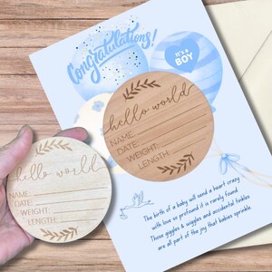 Nuovo biglietto di auguri per neonato con scritta Hello World in regalo. Opzione personalizzata disponibile