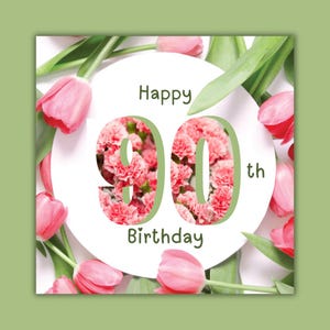 90th birthday greeting card. Personalised option available