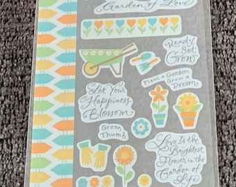 Gardening Flowers Plants Yard Spring Scrapbook Craft Journal Cards Dimensional Stickers Embellishments
