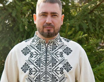 Men's Black Embroidered Linen Vyshyvanka Shirt – Traditional Ukrainian Ethnic Clothing