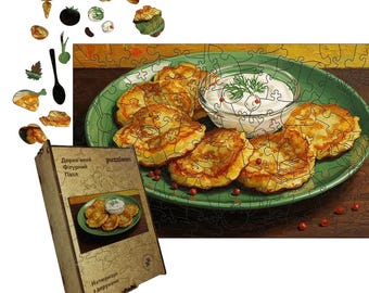 Puzzle in legno croccante ucraino Deruny, puzzle unico in HDF, regalo ecologico, design da cucina popolare, formati A5–A1, regalo patriottico ucraino