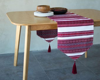 Ukrainian Embroidered Table Runner Rushnyk, Folk Geometric Linen Decor Ukraine, Boho Slavic Tablecloth, Folk Art Home Christmas Decor Gift