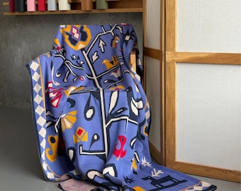 Ukrainian Boho Throw Blanket Hutsul Tree of Life Design Modern Boho Bedding Cover Ukrainian Folk Home Decor Made in Ukraine Gift