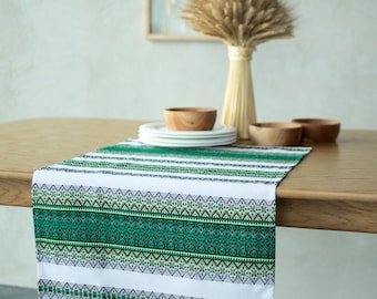 Ukrainian Embroidered Table Runner Rushnyk, Folk Geometric Linen Decor Ukraine, Boho Slavic Tablecloth, Folk Art Home Decor Gift