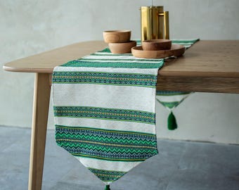 Ukrainian Embroidered Table Runner Rushnyk, Folk Geometric Linen Decor Ukraine, Boho Slavic Tablecloth, Folk Art Home Christmas Decor Gift