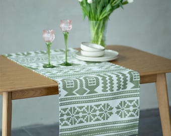 Oekraïense geborduurde tafelloper Rushnyk, folkloristisch geometrisch linnendecor Oekraïne, Boho Slavisch tafelkleed, volkskunst Home Christmas Decor Gift