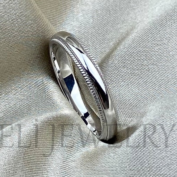 3mm Platinum Wedding Band, Milgrain, Comfort Fit, Wedding Bands for Men and Women, Female Ring, Male Ring, Anniversary Band, Gift Jewellery