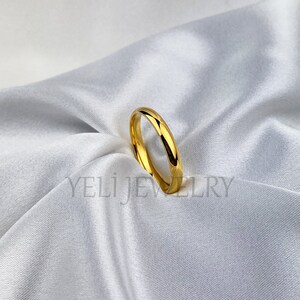 22K Solid Gold Wedding Band, Plain, 3mm Polished Domed Comfort Fit ...
