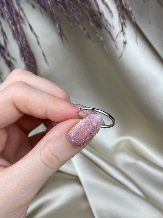 950 Platinum Wedding Band Plain Domed Stackable Ring