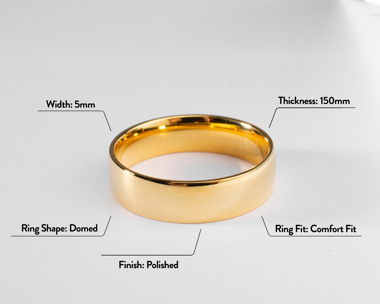 22K Solid Gold Wedding Band Plain 5mm Polished Domed | Etsy